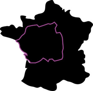 Carte de France avec un perimètre qui comprend Pays de la Loire, Centre Val de Loire, une partie de l'île de France, une partie de la Bourgogne-franche-Comté et une partie de la Nouvelle Aquitaine.