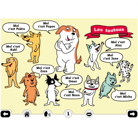 Les toutous. Moi c'est Popov, Moi c'est Pedro, Moi c'est Kaki, Moi c'est Zaza, Moi c'est Omar, Moi c'est Nono, Moi c'est Micha, Moi c'est Jane, Moi c'est Alex.