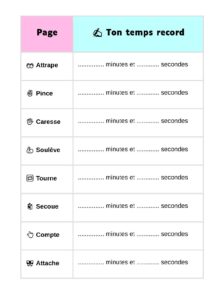 modèle de tableau pour inscrire les record de temps des enfants par page
