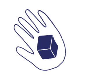 dessin d'une main ouverte avec un glaçon dessus