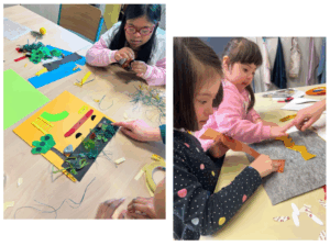 Des enfants crée des illustrations tactiles 