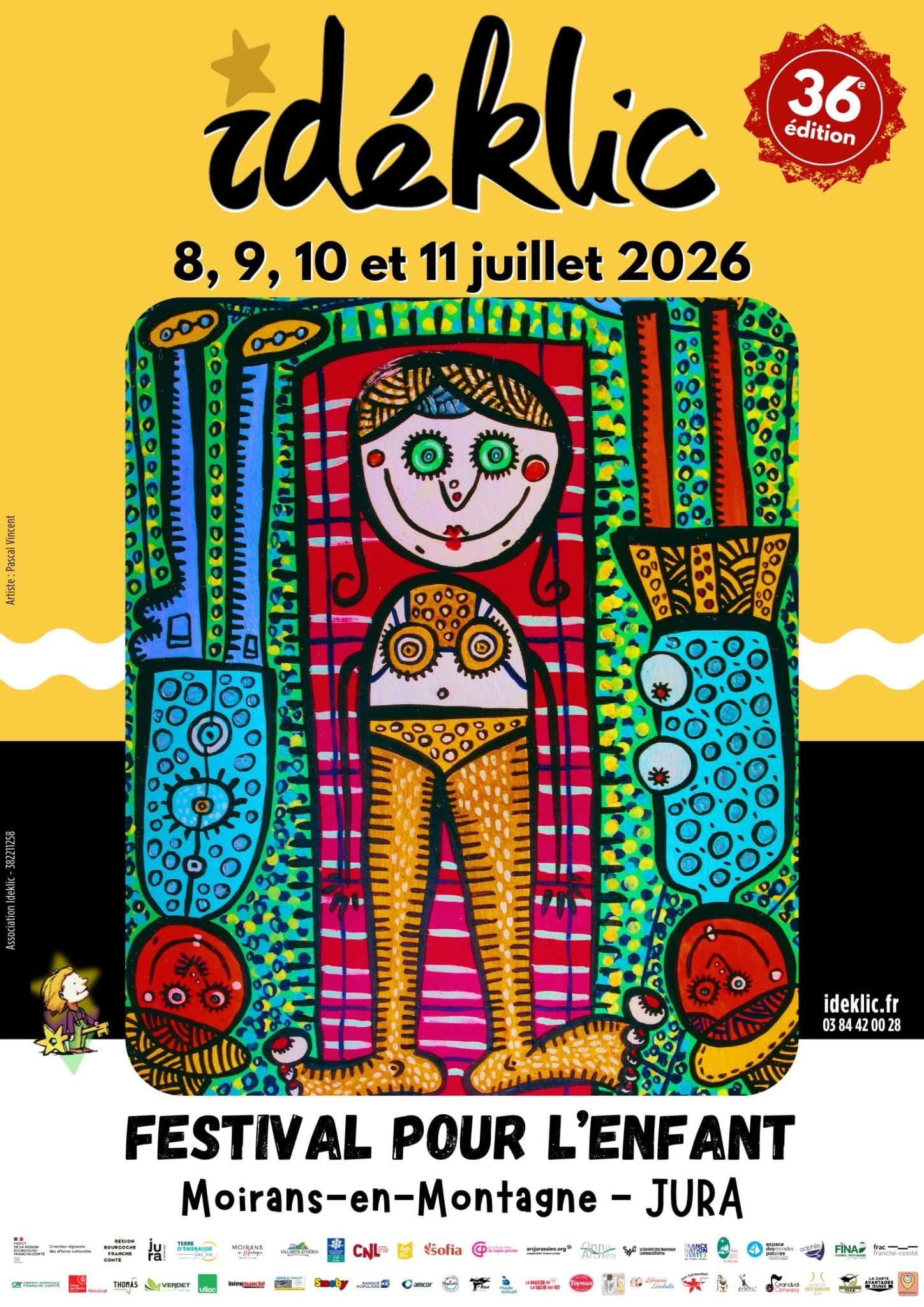 Affiche colorée et festive pour le festival « Idéklic », un événement dédié aux enfants.